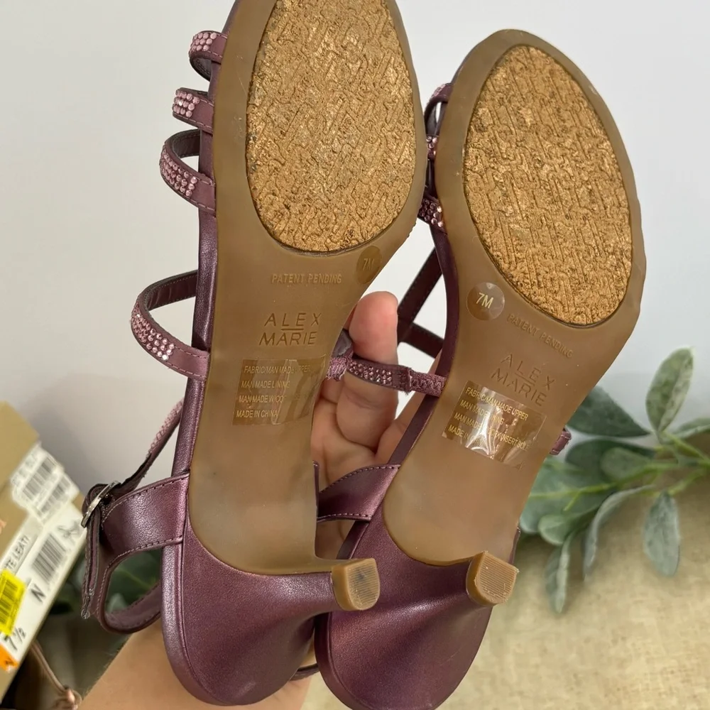 Alex Marie Liaa purple T strap formal bells women 7 M rhinestone Dusty Marsha - Picture 7 of 8